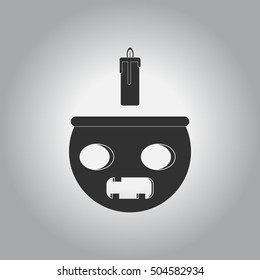 Vector illustration in flat design Halloween icon Pumpkin with candel