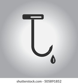 Vector illustration in flat design Halloween icon bloody hook