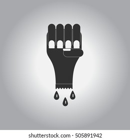 Vector illustration in flat design Halloween icon bloody zombie undead hand