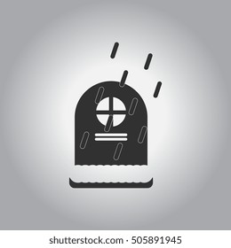 Vector illustration in flat design Halloween icon grave monument and rain
