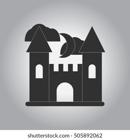 Vector illustration in flat design Halloween icon castle and moon