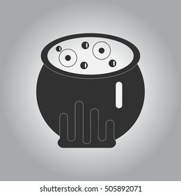 Vector illustration in flat design Halloween icon Magic kettle with potion