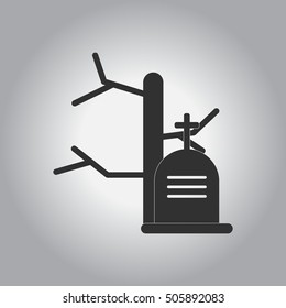 Vector illustration in flat design Halloween icon grave monument with cross