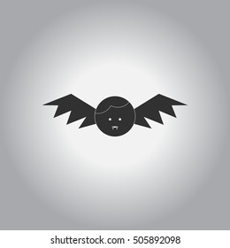 Vector illustration in flat design Halloween icon Bat with vampire head