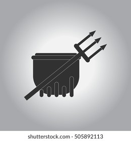 Vector illustration in flat design Halloween icon Magic kettle and trident