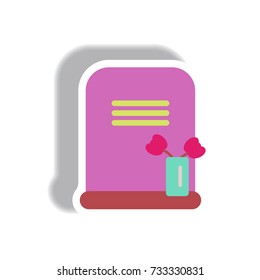 Vector illustration in flat design Halloween icon grave monument with flowers