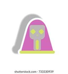 Vector illustration in flat design Halloween icon Face mask skull