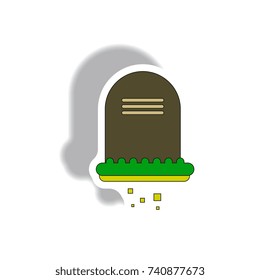 Vector illustration in flat design Halloween icon grave monument sticker