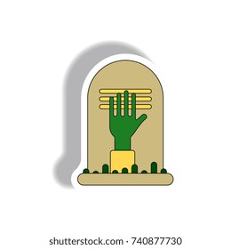Vector illustration in flat design Halloween icon grave monument sticker