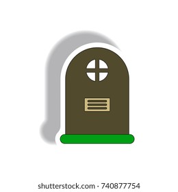 Vector illustration in flat design Halloween icon grave monument sticker