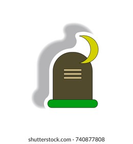 Vector illustration in flat design Halloween icon grave monument sticker