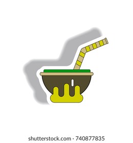 Vector illustration in flat design Halloween icon Magic potion cocktail sticker