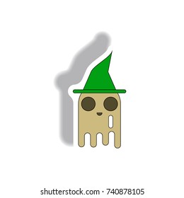 Vector illustration in flat design Halloween icon ghost sticker