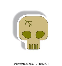 Vector illustration in flat design Halloween icon Skull Sticker