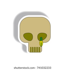 Vector illustration in flat design Halloween icon Skull Sticker