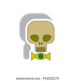 Vector illustration in flat design Halloween icon Skull Sticker