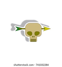 Vector illustration in flat design Halloween icon Skull Sticker