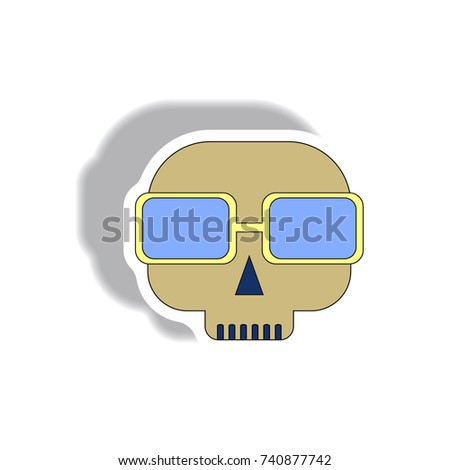 Vector illustration in flat design Halloween icon Skull sticker