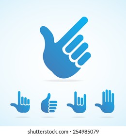 Vector illustration. Flat Design hand icon set different gesture, signals