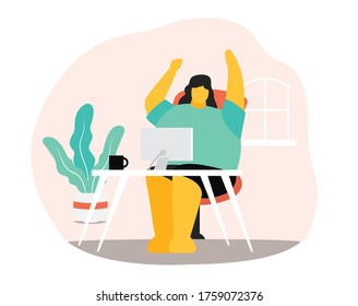 vector illustration in flat design of happy dancing when i am working from home