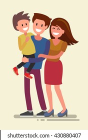 Vector illustration of flat design happy family