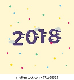 Vector illustration, flat design . Happy new year 2018 theme