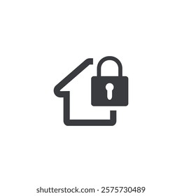 vector illustration of a flat design of a home security templete with a padlock symbol.