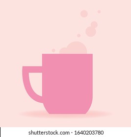 Vector illustration. Flat design icon of a pink mug on pink background.