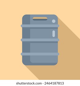 Vector illustration of a flat design icon featuring a blue beer keg with shadows