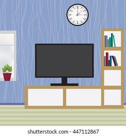 Vector illustration in flat design of interior of modern room in minimalist design