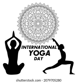 Ilustración vectorial de diseño plano planetario de bienvenida del día internacional del yoga. 4000 x 4000 píxeles perfectos.