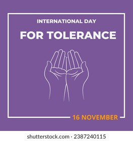 Vector illustration, flat design, International Day for Tolerance. November 16. 