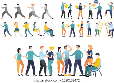 Vector illustration. Flat design. A large set of different people. Images for business. Colleagues. Friends. The fellowship of friends.