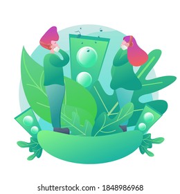 ilustración vectorial de diseño plano escuchando música