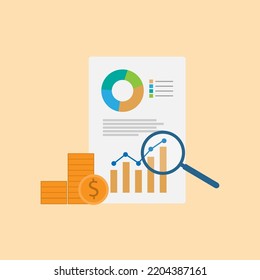 vector illustration flat design long term investment, growth profit, financial investment, money management, investment planning, data stock analysis, financial planning