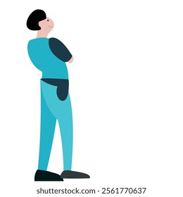 Vector illustration of flat design of man wearing technician uniform.