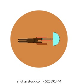 Vector illustration in flat design of man with umbrella in storm