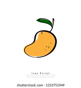 Vector illustration flat design of mango icon, healthy vegetable doodle fruit sign and symbol.