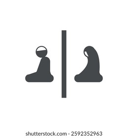 vector illustration flat design Muslim prayer service, icon male female Islamic prayer.