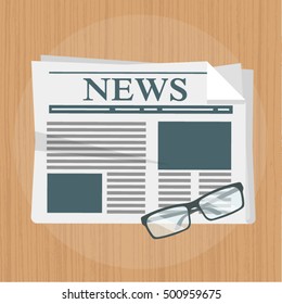 Vector illustration, flat design. Newspaper news