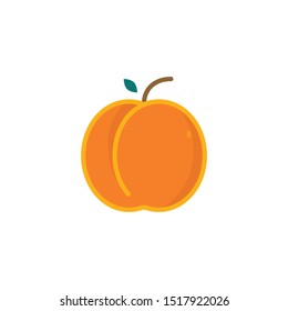 Vector illustration flat design of peach icon, healthy fruit sign and symbol. Editable stroke.