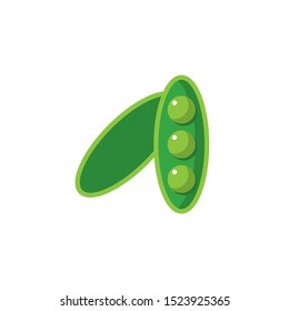 Vector illustration flat design of peas icon, healthy vegetable sign and symbol. Editable stroke.