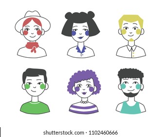 Vector illustration in flat design of people avatars in flat simple design
