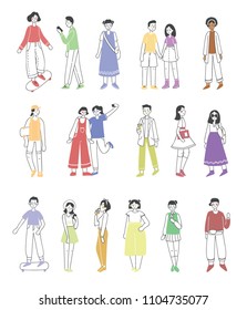 Vector illustration in flat design of people outdoor in the park on weekend