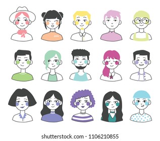 Vector illustration in flat design of people avatars in flat simple design