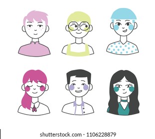 Vector illustration in flat design of people avatars in flat simple design