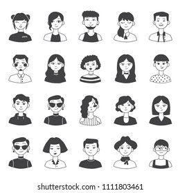 Vector illustration in flat design of people avatars in flat simple design
