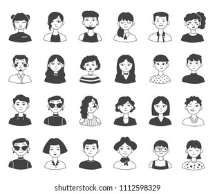 Vector illustration in flat design of people avatars in flat simple design