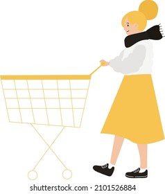 Ilustración vectorial de un diseño plano personas de compras