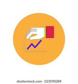 Vector illustration in flat design of progress statistics and hand